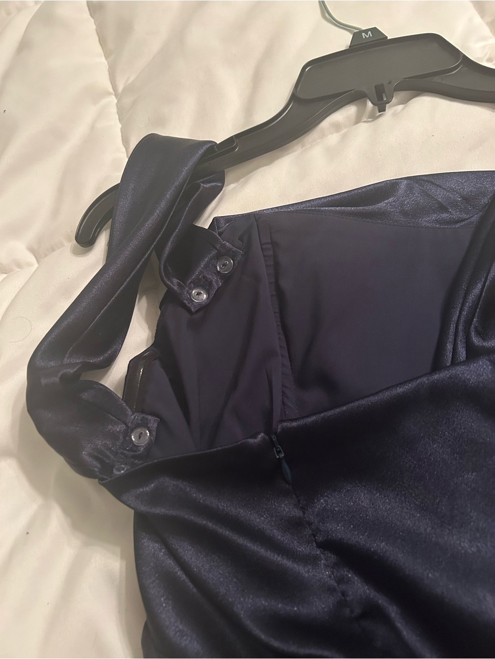 Sexy Off-the-Shoulder Navy Satin Mia Homecoming Gown with Side Slit|wedding - Picture 8 of 12